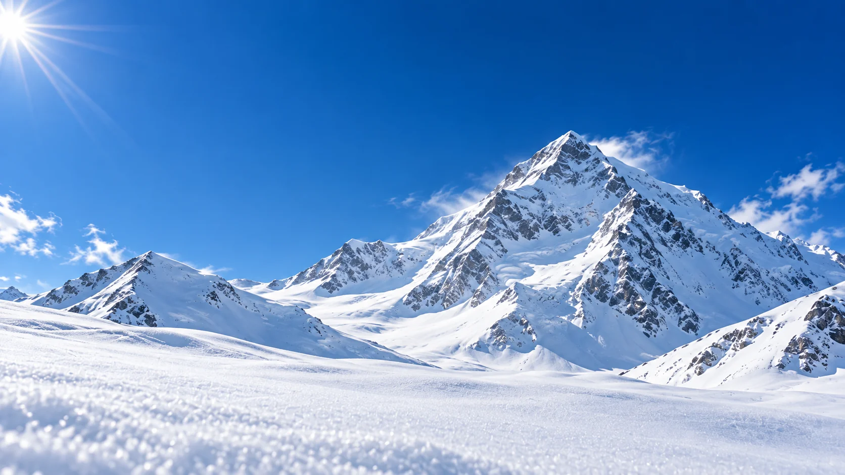 Verschneite Skiregion in den Alpen